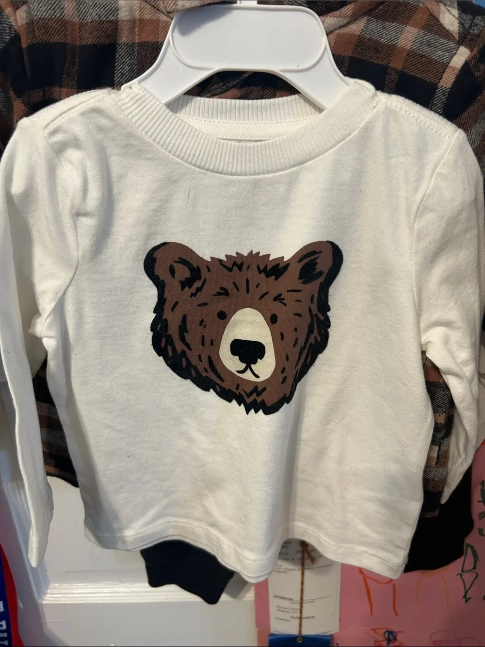 Cream Bear Graphic Long-Sleeve Tee for Kids